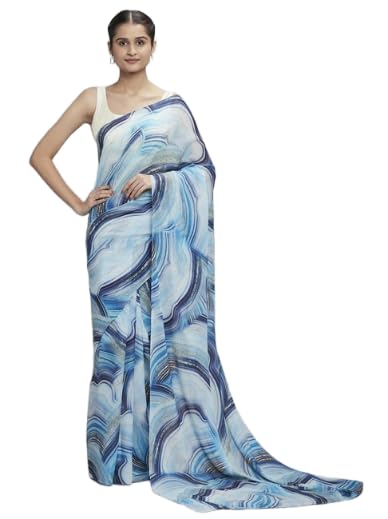 Trendy Store Georgette digital printed saree with running blouse.