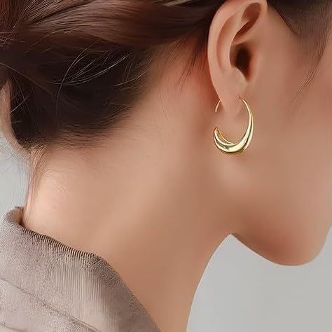 5pcs Gold Bangle Cuff Bracelets Oval Hoop Earrings for Women Teardrop Hoop Earrings Bracelets Set for Women Jewelry Gift - Image 6