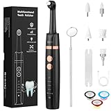 Tooth Polisher - SIQUER Plaque Remover for Teeth Whitening Dental Tools Electric Tartar Polishing Teeth Cleaning Kit with LED Light 5 Speed Modes with 5 Replacement Brush Heads (Black)