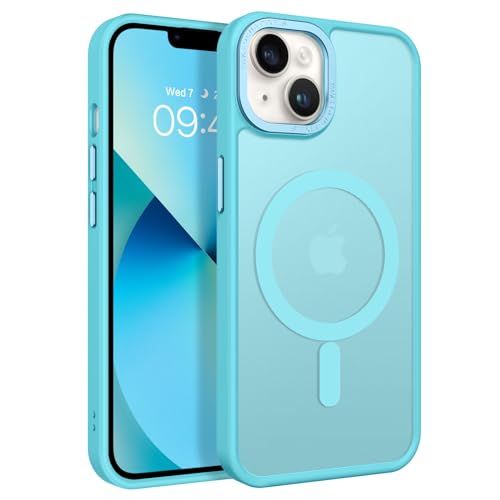 Image of BENTOBEN Magnetic for iPhone 13 Case & iPhone 14 Case [Compatible with Magsafe] Translucent Matte Phone Case iPhone 13 /14 Slim Shockproof Women Men Girl Protective Cover for iPhone 13 /14, Lake Blue