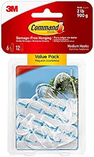 Command 17091CLRVP Medium Hooks, 6 Hooks, Clear, 6 Hooks