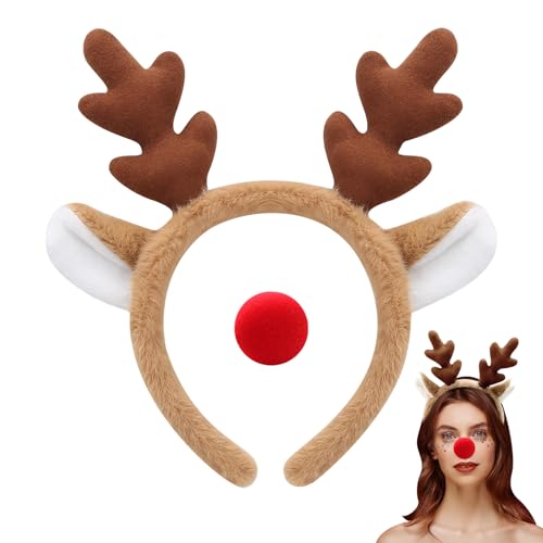 YUYWWAN Rentier Kostüm Zubehör, Rentier Geweih Haarreif Weihnachten...