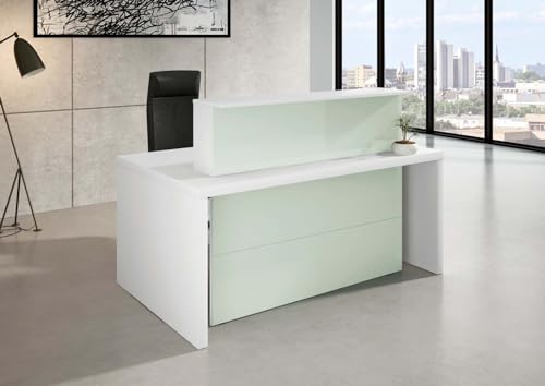 Kerkmann Kompakt-Theke Verona Glasfront BxTxH 170x100x112cm weiß