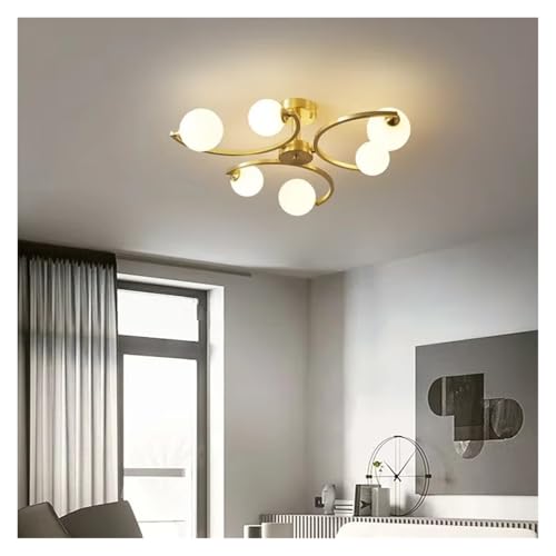 Lustre plafonnier doré design en cuivre avec éclairage LED salon - 5