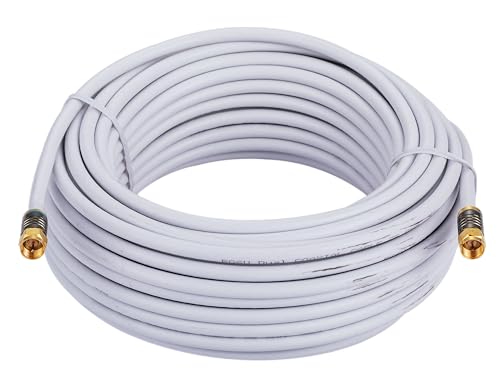 Cables Direct Online 15M White RG6 Coax Cable Dual Shield Outdoor/Indoor Coaxial BNC Extension Wire For Satellite Dish Cable TV Antenna