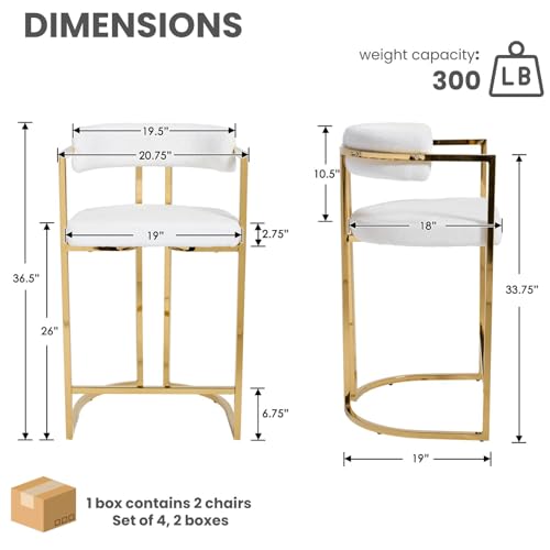 Butacos de Bar Gold Barrel, Juego de 4, Tapizados en Chenilla Moderna, con Estructura Dorada y Reposapiés, Ideal para Isla de Cocina, Bar en Casa o Pub miniatura 2