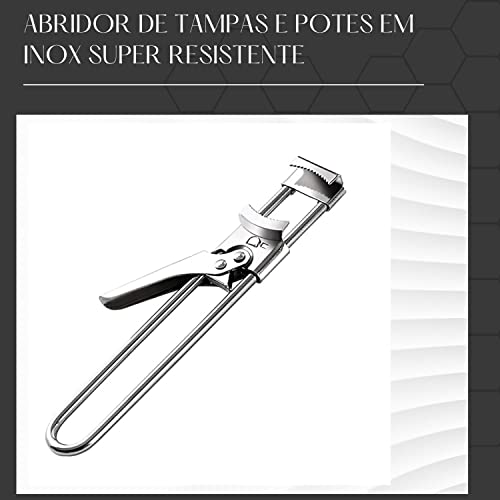 Abridor de Tampas Potes Universal Aço Inox Super Resistente