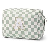 Narwey Easter Basket Gifts for Teen Girls kids Trendy Stuff 6 8 10 11 12 14 16 18 Years Old, Initial Makeup Bag, Personalized Cosmetic Toiletry Bag, Birthday Gifts for Tween Women (Green A)