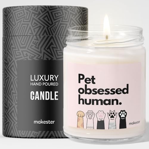 Animal Lover Gifts – Bougie de luxe en cire de soja – Vanille, jasmin, amande sucrée Makester
