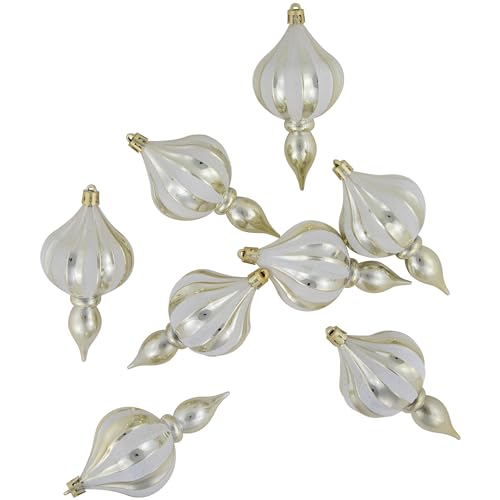 Northlight 8-Count Champagne Shatterproof Finial Christmas Ornaments thumb #5