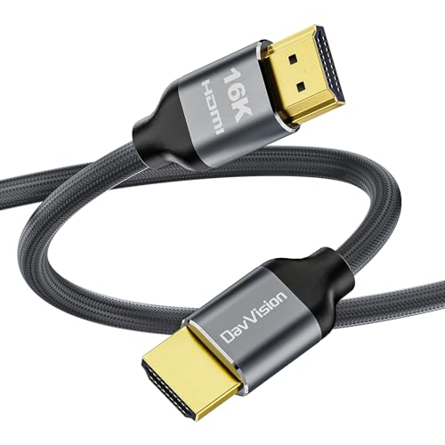 DavVision 16K HDMI 2.2 Cable 96Gbps 6FT Ultra High Speed 16K@60Hz 8K@120Hz 4K@480Hz eARC HDMI Cable HDCP 2.3 HDR10 Lip VRR HDMI Cords Compact & Soft for RTX 5090/Gaming PC/PS5/HDTV/Monitor