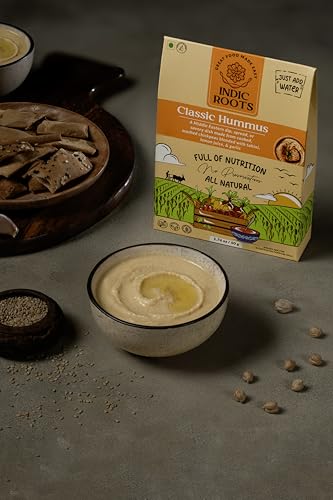 Image of Indic Roots Classic Hummus | Traditional Flavors Pantry | 50g | Just Add Water, Instant Food | Healthy Natural Ready to Eat | No MSG (Pack of 2)