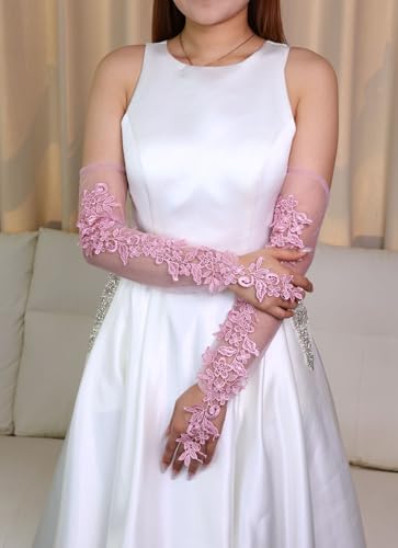 Women's Lace Fingerless Gloves Bridal Elbow Length Long Gloves Opera Evening Wedding Tea Party Prom Cosplay 1920s3