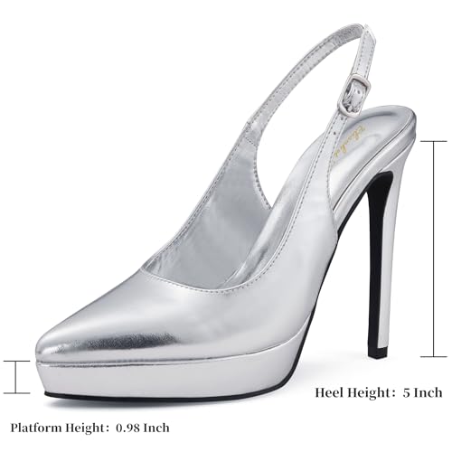 Elisabet Tang Platform Pumps 5 Inch Pointed Closed Toe Stiletto Slingback High Heel for Women Evening Prom Party Wedding Homecoming Dress Shoes Sexy2