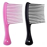 2 PCS Jumbo Rake Comb Long Wide Tooth Rake Handle Hair Comb Plastic Afro Shower Comb for Long Curly Thick Wet Dry Hair Styles Girls Women Men Barber Salon