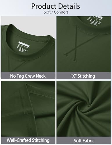 Cotrasen Men's T Shirts Cotton Drop Shoulder Short Sleeve Shirts for Men Casual Soft Comfort Loose Fit Mens Summer Tee Shirts