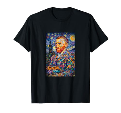 Cool Colorful Graffiti Van Gogh The Starry Night Street Art T-Shirt