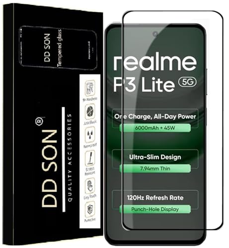 Image of DD SON Premium Tempered Glass Screen Protector Guard Compatible For Realme P3 Lite 5G /Oppo K13x /K13 /A3 /A3x and Oppo A5x (6.67 Inch, Pack of 1) | Edge to Edge Coverage With Easy to installation kit for Smartphone