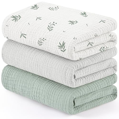Image of Susurration Muslin Receiving Blanket,100% Cotton Swaddle Blankets for Newborn Soft Thin Swaddle for Unisex Newborn 38x40inch (Bamboo)