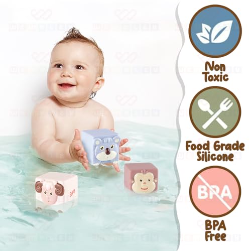 Image of Wembley Soft Baby Bath Set 6 Pcs Squeezable Floating Animal Toy for Kids Safe BPA-Free Educational Sensory Play Supports Motor Skills & Hand-Eye Coordination Fun Learning Teething Aid