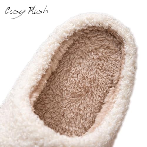Image of Women's Men's Preppy Happy Face Slippers Comfy Warm Plush Slip-On House Slipper for Winter Indoor Soft Cushion Non-slip Fluffy Slides Slippers