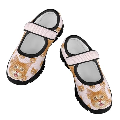 Cartoon Animal Children's Casual Shoes Kids Slip-on Single Buckle Walking Tennis Shoes Breathable Mesh Barefoot Shoes for Girls SizeUS 11-152
