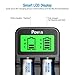 POWXS LCD Universal Battery Charger for 3.7V Li-ion Rechargeable Battery 18490 18350 17670 17500 16340(RCR123) 14500 Lithium Batteries and Ni-MH Ni-CD Rechargeable AA AAA Batteries