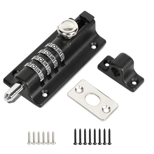 Combination Locking Bolt, Safety Slide Latch Lock with 4 Digit Combination Setting Thickened Solid Door Lock Latch for Interior Door Front Door Toilet Door Barn Door Fence Door Garage Door Cabinets