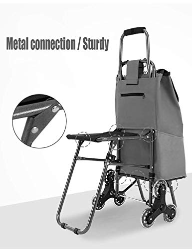 PAKUES-QO Klettertreppe Einkaufstrolley Leichte, Faltbare Reisemobilitätswagentasche Mit Wasserdichtem Oxford-Stoffbezug… – Bild 5