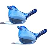 H&D HYALINE & DORA 3' Handmade Glass Bird Figurine Blown Glass Birds Ornament Crystal Glass Animals Decorative Collectible Figurines(Dark Blue)
