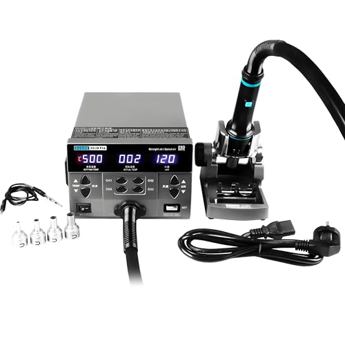 Pistola de aire caliente SUGON 8630Pro 1300W con pantalla digital, estación de retrabajo boquilla curva para soldadura y reparación, estación de desoldadura (fuente de alimentación Sugon 8630Pro 110V)