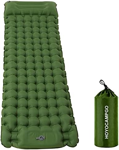 HOYOCAMPGO Camping Mat Inflatable Camping Mattress Ultralight Sleeping Pad with Built-in Pump, Foot Press Extra Thick Durable Sleeping Mat with Pillow For Backpacking, Traveling, Hiking