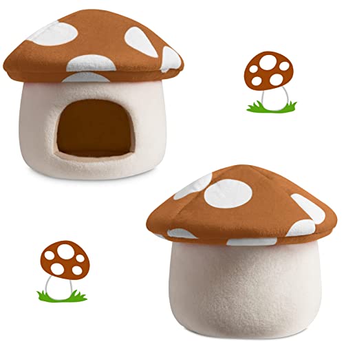 Hollypet Pet Bed Small Animals Bed Dutch Pig Hamster Nest Hedgehog Rat Chinchilla Guinea Habitat Mini House, Brown Mushroom, S #TOP2