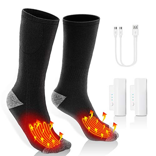 HolySpirit Heated Socks, Rechargeable Thermal Socks, Battery Powered Foot Warmer, Unisex Electric Heated