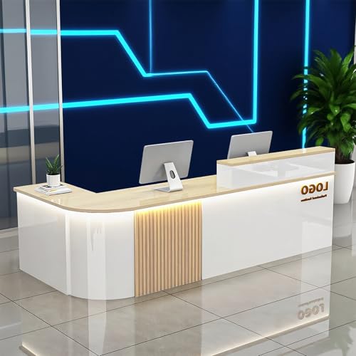 Reception Desk with Counterr, Lockable Drawers and Storage,Shopping Mall Office Cashier Receptionist Desk for Receptionists in Offices, Retail Stores, Lobbies, Shops