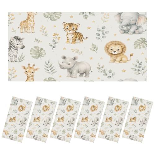 RAINFALLARING 6 Pack Light Covers for Ceiling Lights Magnetic Fluorescent Light Covers for Classroom Animals Watercolor Cute Baby Seamless Ceiling Lamp Shade for Home Office School