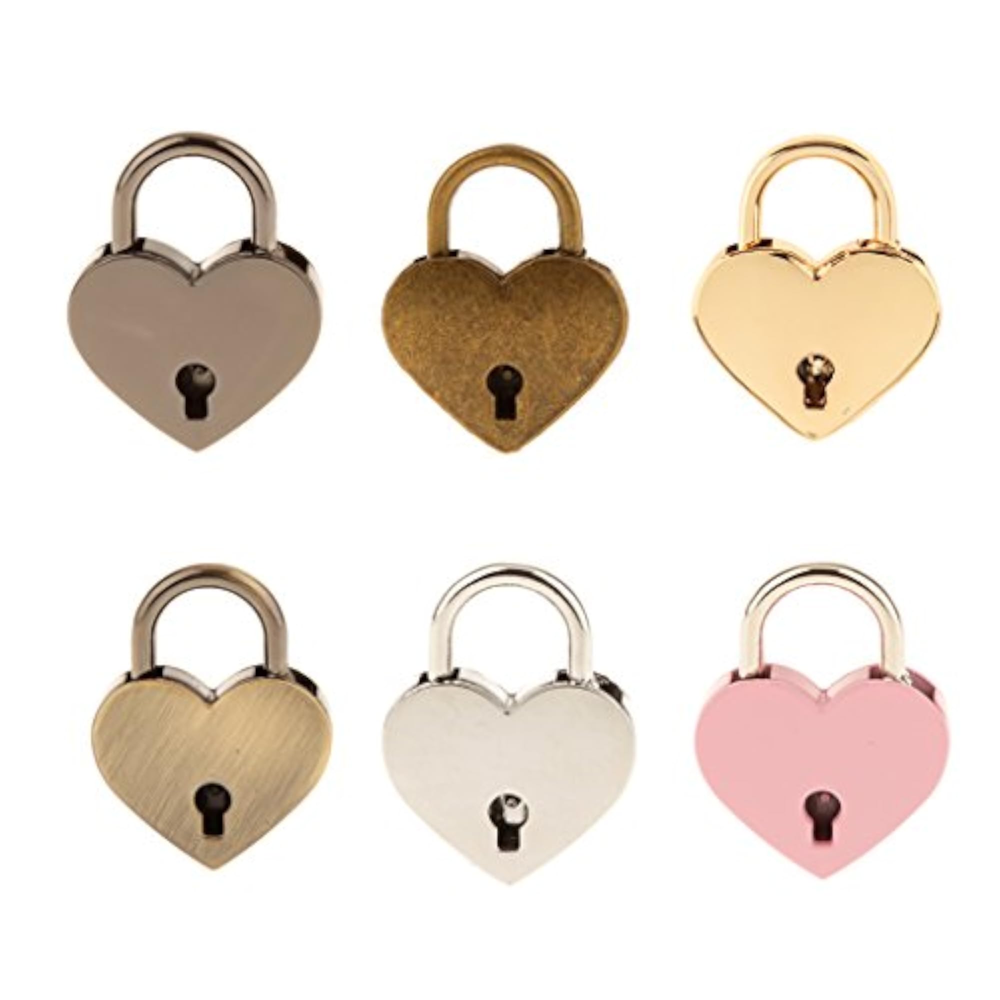 Set of 3 Vintage Mini Heart Shape Padlock with Keys, Silver