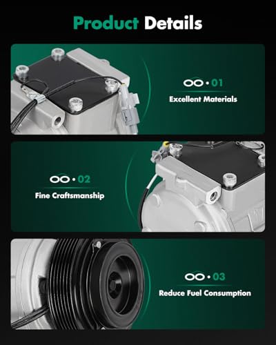 Image of SCITOO AC Compressor fit for Toyota for Sienna 3.0L 1998-2003 | Fast Cooling, Ultra Low Noise (≤72 dB)Air Conditioner Compressor with Clutch, Easy Installation, 77318 78318 8832008010