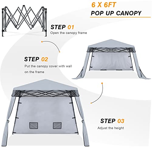 Cooshade Compact Lightweight Backpack Canopy Sun Protection Pop-Up Shelter Slant Leg Beach Tent 8 X 8 Ft Base / 6 X 6 Ft Top(Grey) #TOP5