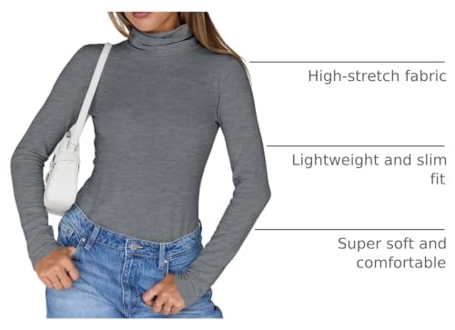 Image of Trendy Queen Womens Turtleneck Tops Winter Clothes | Long Sleeve Basic Shirts,Stretchy Fit,Tight Lightweight Fall Fashion 2026
