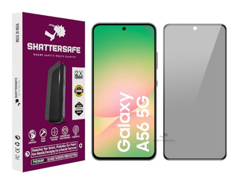 Image of Anti-Spy Privacy Tempered Glass Compatible For Samsung Galaxy A56 5G [Pack of 1]. 9H Hardness, Anti-Scratch, Edge-to-Edge Protection With Easy Installation Kit & Case Friendly Fit.