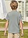Haloumoning Boys Short Sleeve Henley Shirt Kids Casual Button Front Summer T-Shirts Tops Tees 5-14 Years Grey