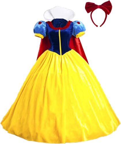 Taeyue Frauen Cartoon Klassische Kleid Deluxe Prinzessin Märchenkleid Kostüm Outfit Halloween Karneval Outfits Anzug Damen Gelb M