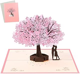 Vicloon 3D Pop Up Card, Romantic Lovers Card with Couples Under Cherry Tree, Anniversary Card, Valentine's Day Card, Wedding Card, Birthday Card with Envelope for Wife Husband Girlfriend Mother