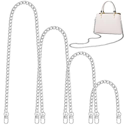 Gondiane 4 Sizes Flat Purse Chain Strap Crossbody Bag Replacement Strap with Metal Buckles(47.2/31.5/15.7/7.9 Inches Silver)