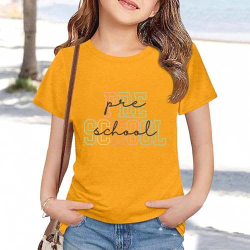 Toddler Kids Back to School Shirt Youth Boys Girls First Day of Preschool Tshirts Children Cute (a-Yellow, 2-3 Years)4