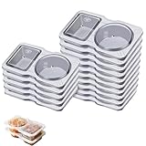 GZBMEZS 50 juegos de recipientes reutilizables para aperitivos con tapas, pequeños recipientes de salsa con tapas, almacenamiento reutilizable a prueba de fugas, bandeja de aderezo de ensalada para