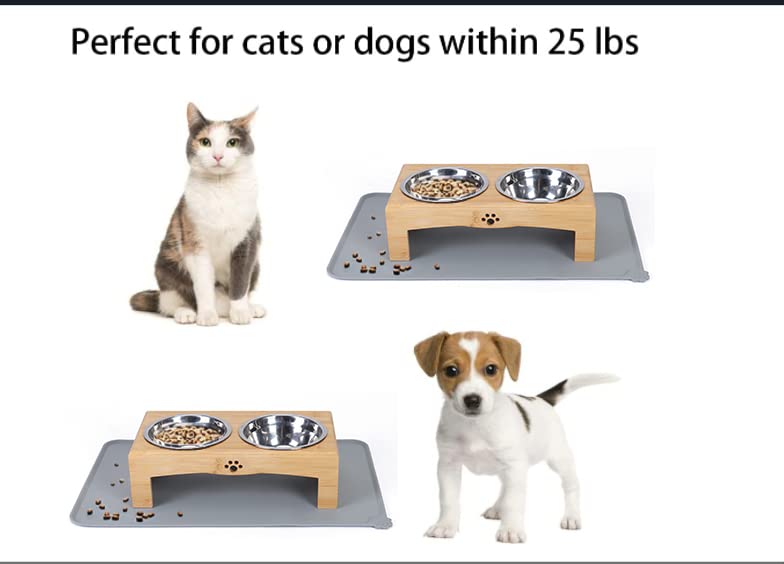 TIDEWOLD Hundebar mit Ständer für Kleine bis Mittelgroße Fressnapf und Katzen, Hundenapf Erhöht, Hunde Futternapf- und Wassernäpfe, Hunde-Katzen-Futterstation, Doppelnapf Edelstahl Schüssel - Image 3