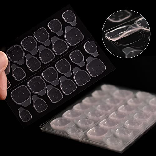 10 folhas de adesivo de cola de unha rosa dupla face para pressionar nas unhas, abas adesivas fortes