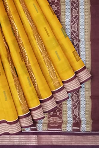 Image of NUAPATANAPATA Odisha Handloom Khandua Ikkat Sambalpuri Saree With Blouse Piece - Handmade Pure Cotton Traditional Ethnic Wear